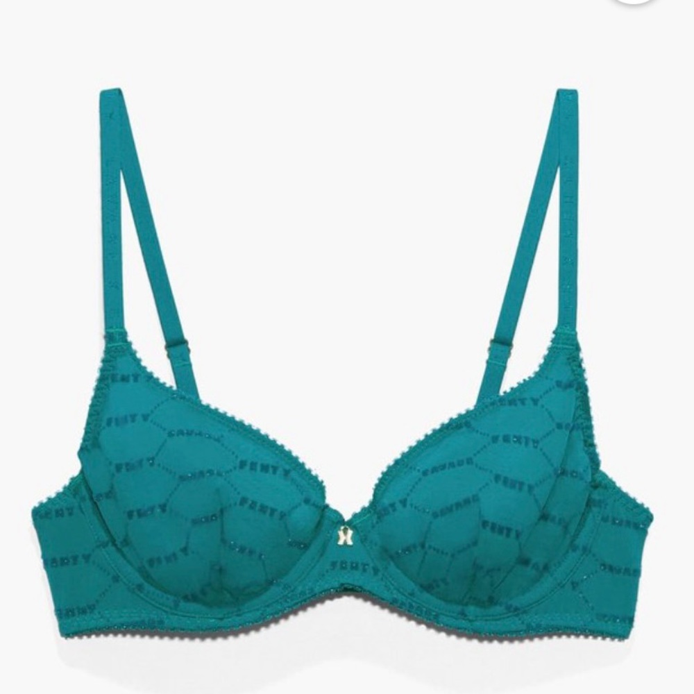 NWT Savage Fenty Shimmer Flocked Logo Unlined Bra